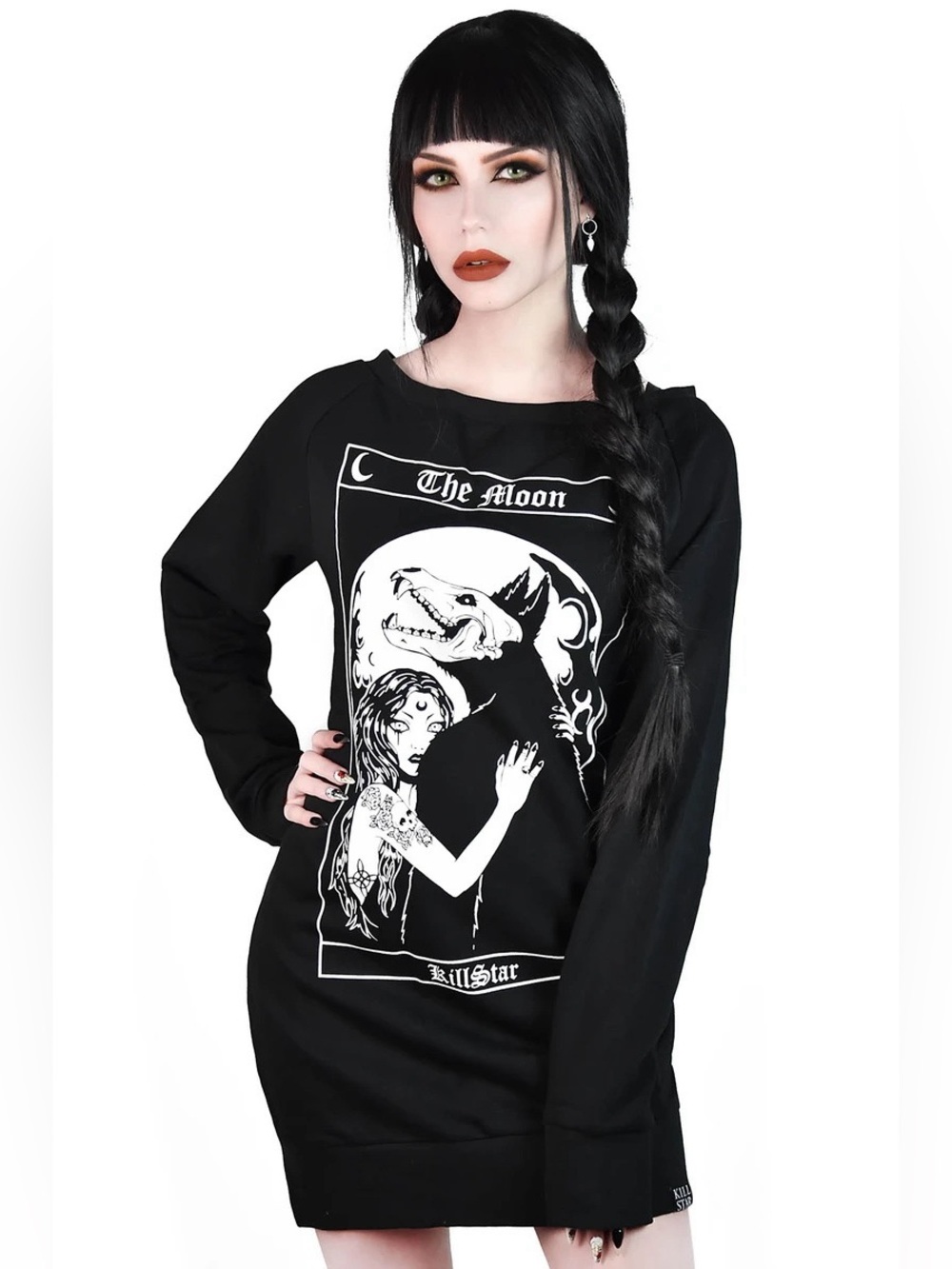 Killstar Black 'The Moon' Graphic Pullover Sweatshirt Gothic Mini Dress XS